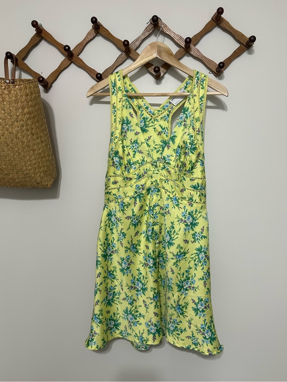 ASOS Yellow Floral Racerback Mini Dress